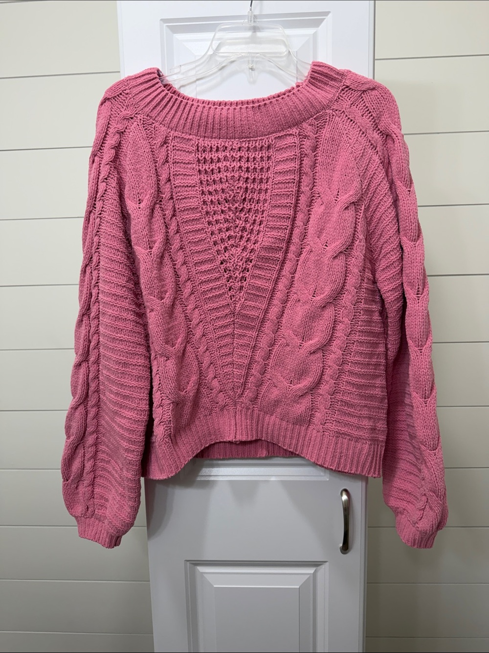 Pink Lily Pink Cable-Stitch Scoop-Neck Sweater